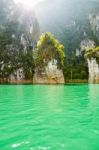 Beautiful Island And Green Lake ( Guilin Of Thailand ) Stock Photo