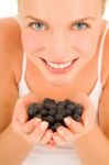 Eating Blueberries Stock Photo