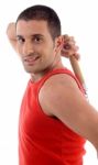 Handsome Male With Nunchaku Stock Photo