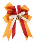 Orange Ribbon With Bell Stock Photo