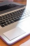 Simply Freelance Work Table With Laptop Stock Photo