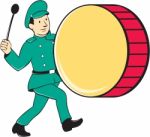 Marching Band Drummer Beating Drum Stock Photo