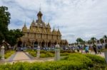 Tourists Are Walking In Gounds Of Wat Thasung Temple Stock Photo