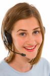 Teenage Girl Wearing Headset Stock Photo