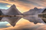 Landscape Of High Mountain Glacier At Milford Sound, New Zealand Stock Photo