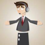 Cartoon Puppet Businessman With Headphone Stock Photo