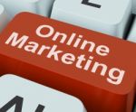 Online Marketing Key Shows Web Emarketing And Sales Stock Photo