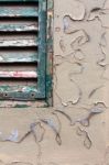 Shutter And Wall Detail On A Property In Madeira Stock Photo