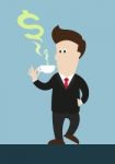 Businessman Drink Coffee Or Tea Stock Photo