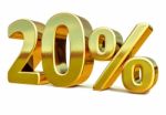 3d Gold 20 Twenty Percent Discount Sign Stock Photo