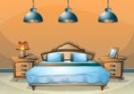 Cartoon  Illustration Interior Bedroom Stock Photo