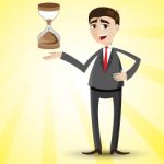 Cartoon Businessman With Hourglass Stock Photo