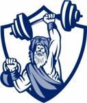 Berserker Lifting Barbell Kettlebell Crest Retro Stock Photo