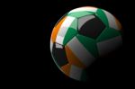 Ivory Coast Flag Soccer Ball Isolated Dark Background Stock Photo