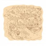 Medieval Fantasy Map Drawing Stock Photo