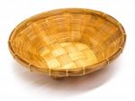 Empty Brown Wicker Woven Basket Isolated Stock Photo