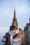 Attractive Young Couple Making Selfie Stock Photo