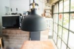 Retro Light Of Black Hanging Lamp Stock Photo