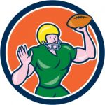 American Football Qb Throwing Circle Retro Stock Photo