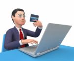 Credit Card Indicates World Wide Web And Businessman 3d Renderin Stock Photo