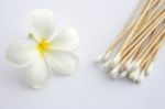 Cotton Swab And Flower Stock Photo