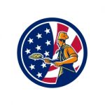 American Pizza Baker Usa Flag Icon Stock Photo