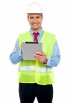 Engineer Using Tablet Pc Stock Photo