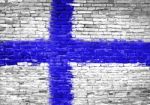 Finland Flag Painted On Wall Stock Photo