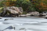 View Along The Glaslyn River In Autumn Stock Photo