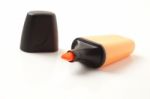 Orange Highlighter Pen Stock Photo