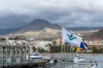 Boats Moored In Los Christianos Harbour Stock Photo