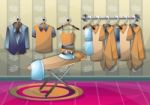 Cartoon  Illustration Interior Clothing Room With Separated Layers Stock Photo