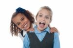 Joyous School Girls Playing Stock Photo