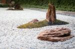 Zen Gardens Typically Contain Gravel And Bare Stones Stock Photo