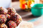 Colorful Chocolate On The Table Stock Photo