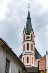 Exterior View Of St. Vitus Church In Krumlov Stock Photo