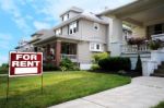 Home For Rent Sign Stock Photo