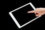 Finger Touching Tablet Pc Device Stock Photo