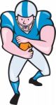 American Football Running Back Fending Cartoon Stock Photo