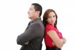 Young Couple Standing Back To Back Having Relationship Difficult Stock Photo