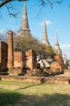 Many Pagodas In Wat Phrasisanpeth (public Location) ,phrasrisanp Stock Photo