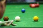 Ball And Snooker Player Stock Photo