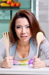 Close Up Woman Preparing Material Stock Photo