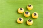 Thai Desert On Banana Leaf Stock Photo