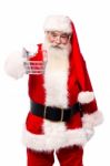 Santa Claus With Shopping Cart Stock Photo