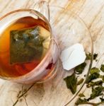 Cup Of Tea Means Refreshing Cafes And Fresh Stock Photo