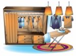 Cartoon  Illustration Interior Clothing Room With Separated Layers Stock Photo