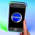 Products Button On Mobile Screen Stock Photo