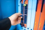 Fix Network Switch In Data Center Room Stock Photo