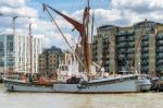 Thames Barge Moored On The River Thames Stock Photo